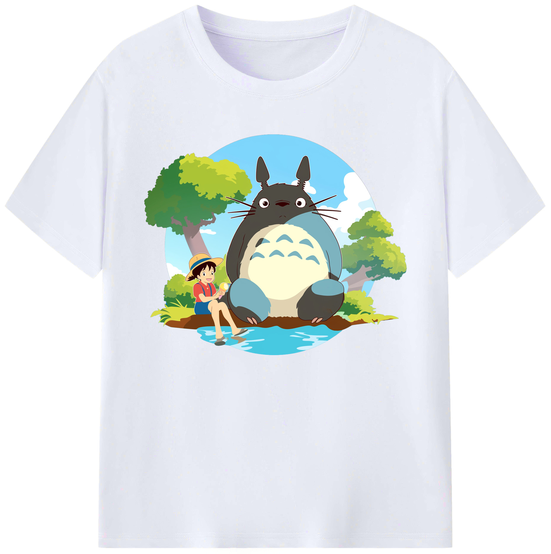 （画像用） となりのトトロ 草壁メイ 草壁サツキ My Neighbor Totoro Satsuki Kusakabe Mei Kusakabe 綿100％ メンズ半袖Tシャツ｜肌触りやわらか＆通気性