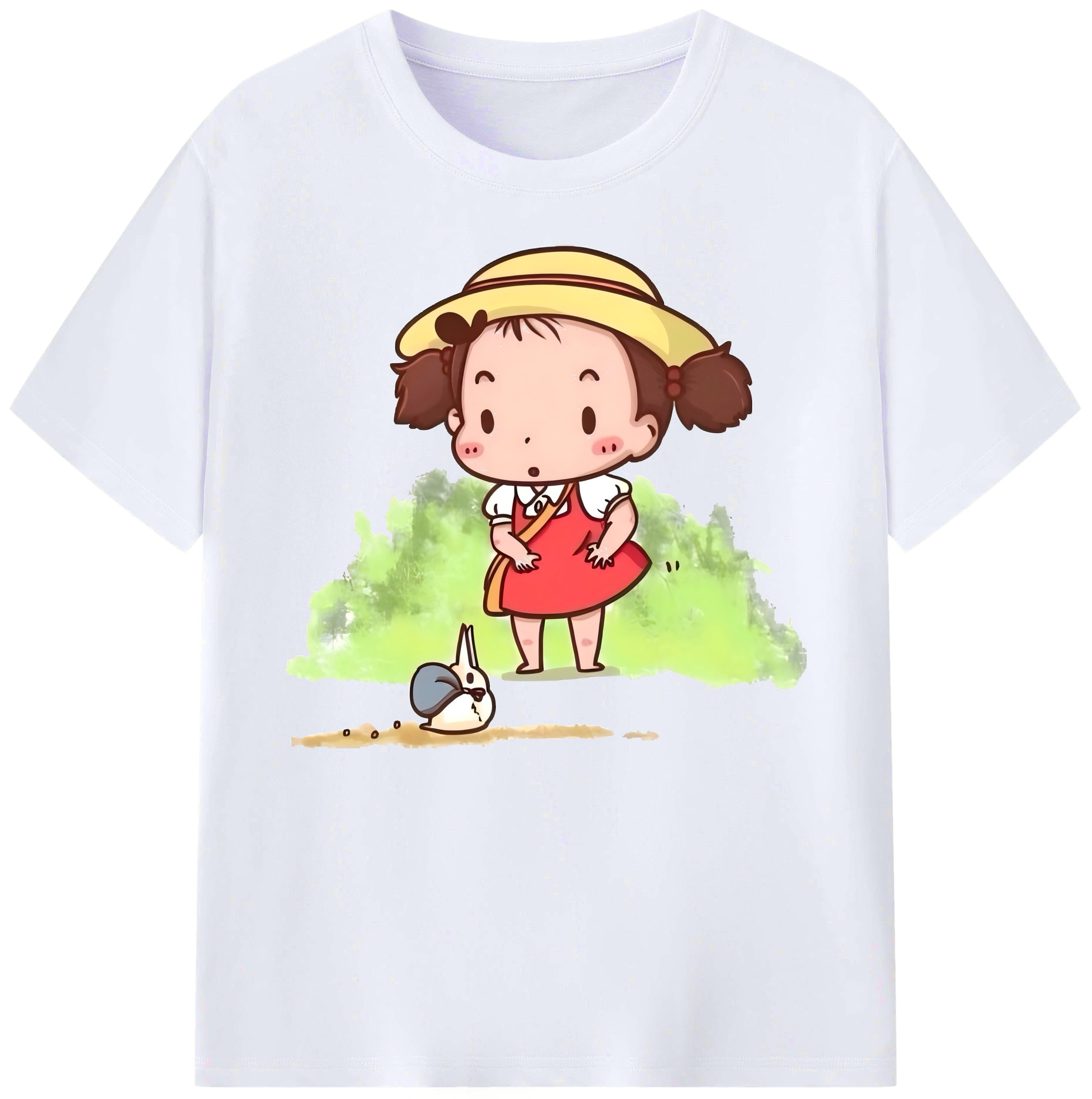 （画像用） となりのトトロ 草壁メイ 草壁サツキ My Neighbor Totoro Satsuki Kusakabe Mei Kusakabe 綿100％ メンズ半袖Tシャツ｜肌触りやわらか＆通気性