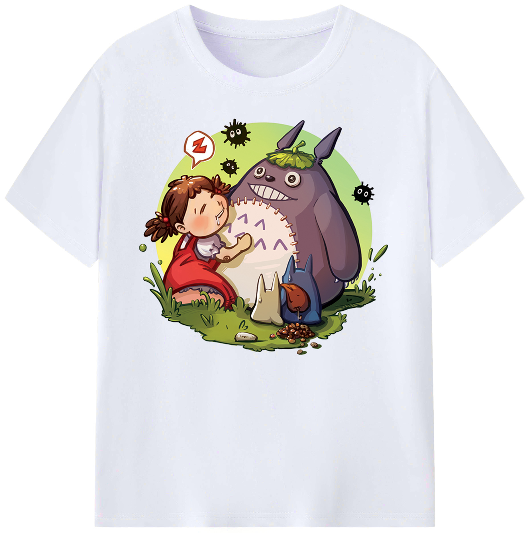 （画像用） となりのトトロ 草壁メイ 草壁サツキ My Neighbor Totoro Satsuki Kusakabe Mei Kusakabe 綿100％ メンズ半袖Tシャツ｜肌触りやわらか＆通気性