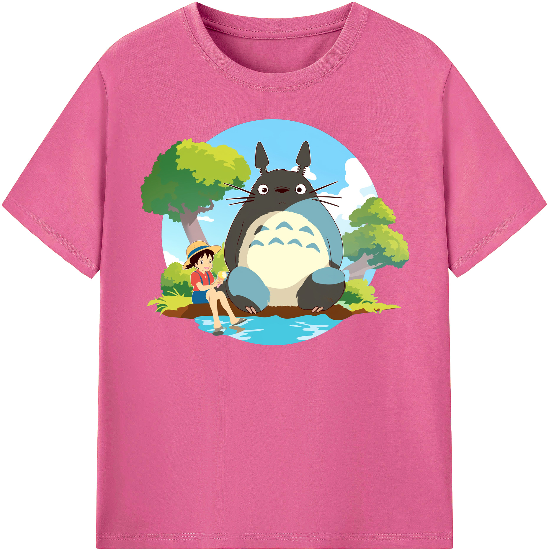 （画像用） となりのトトロ 草壁メイ 草壁サツキ My Neighbor Totoro Satsuki Kusakabe Mei Kusakabe レディースカジュアルプリントTシャツ（綿100％）