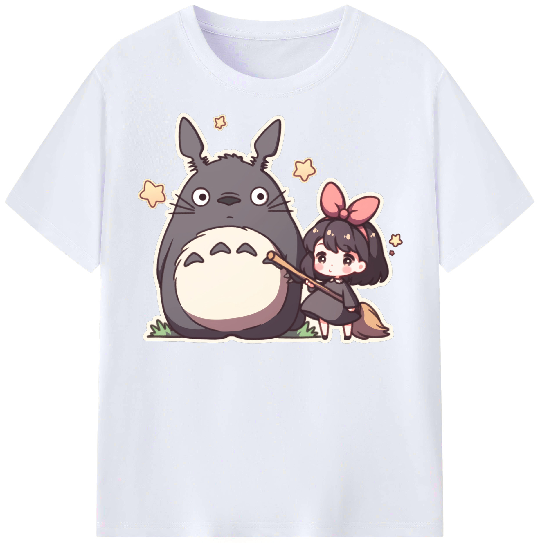 （画像用） となりのトトロ 草壁メイ 草壁サツキ My Neighbor Totoro Satsuki Kusakabe Mei Kusakabe レディースカジュアルプリントTシャツ（綿100％）