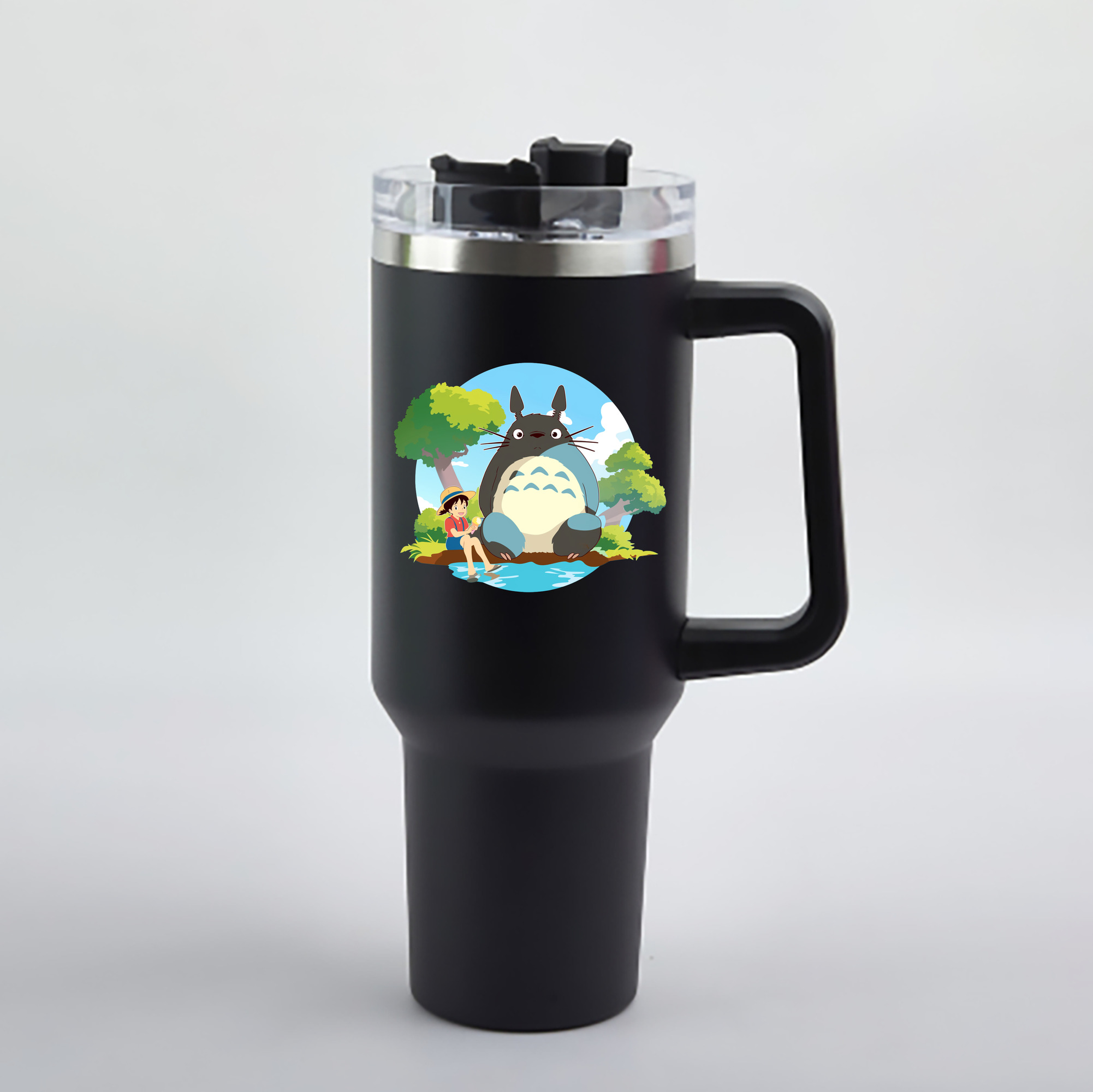 （画像用） となりのトトロ 草壁メイ 草壁サツキ My Neighbor Totoro Satsuki Kusakabe Mei Kusakabe 1200mL車用タンブラー - クリスタルステッカー（プラスチックストロー付き）