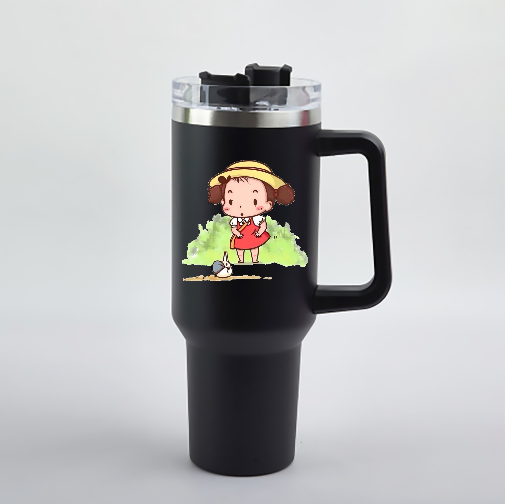 （画像用） となりのトトロ 草壁メイ 草壁サツキ My Neighbor Totoro Satsuki Kusakabe Mei Kusakabe 1200mL車用タンブラー - クリスタルステッカー（プラスチックストロー付き）