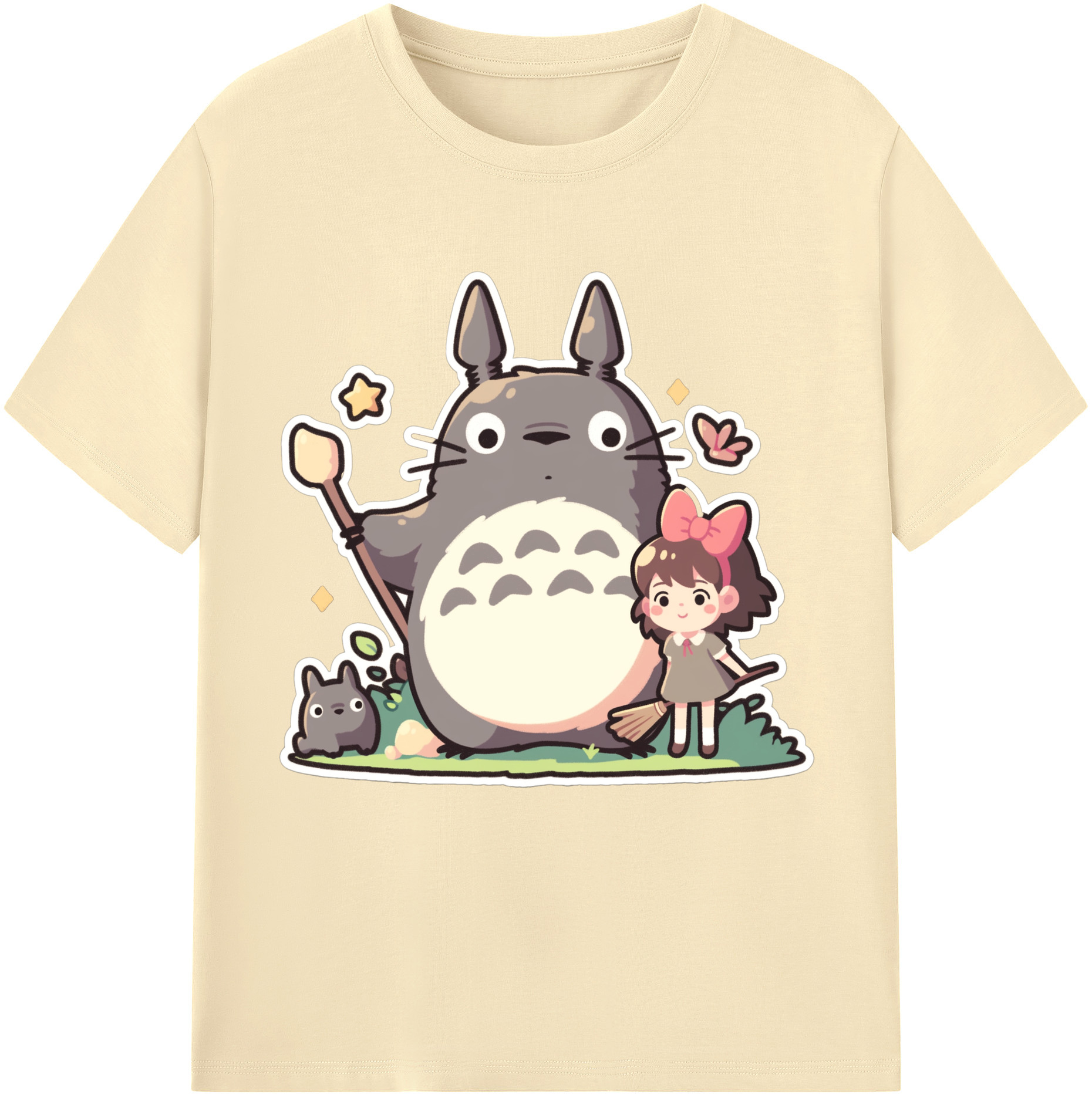 （画像用） となりのトトロ 草壁メイ 草壁サツキ My Neighbor Totoro Satsuki Kusakabe Mei Kusakabe 綿100％半袖Tシャツ（フロントプリント）