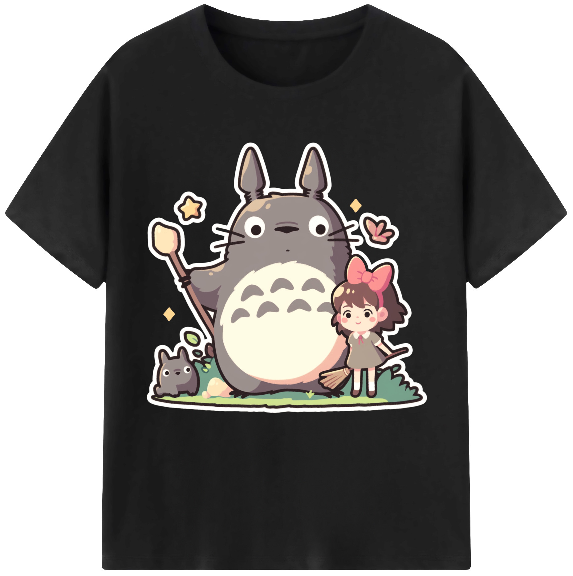 （画像用） となりのトトロ 草壁メイ 草壁サツキ My Neighbor Totoro Satsuki Kusakabe Mei Kusakabe 綿100％半袖Tシャツ（フロントプリント）