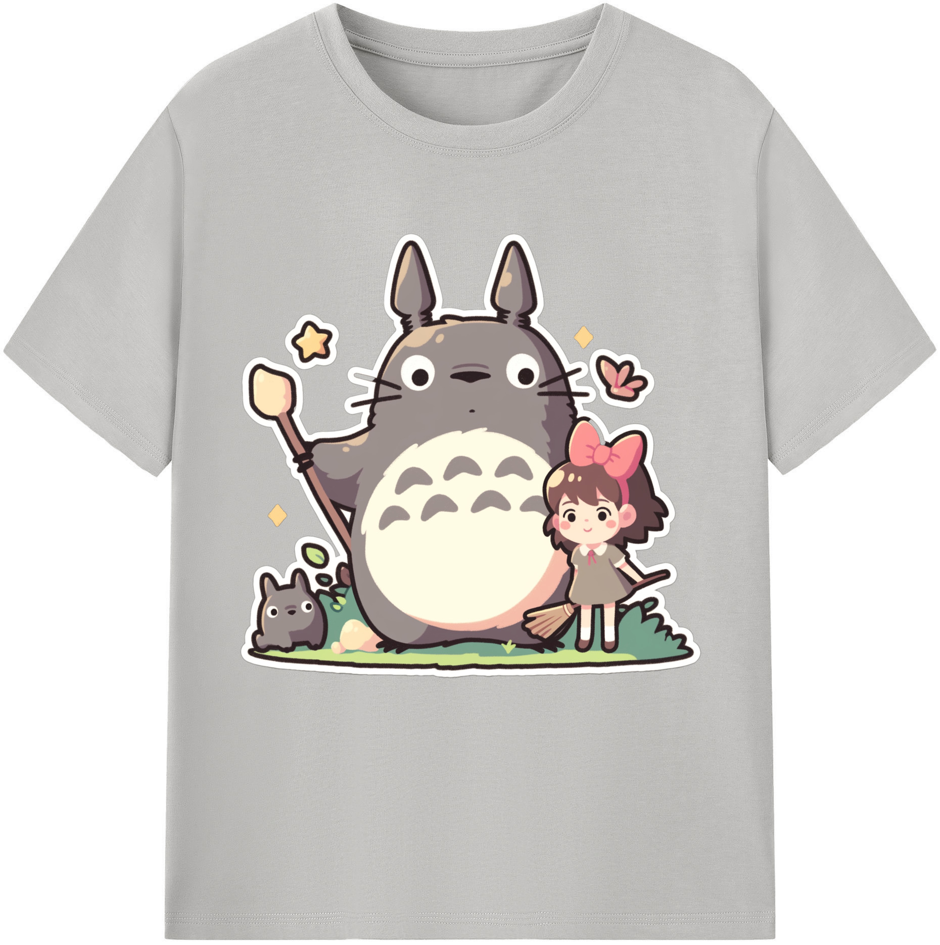 （画像用） となりのトトロ 草壁メイ 草壁サツキ My Neighbor Totoro Satsuki Kusakabe Mei Kusakabe 綿100％半袖Tシャツ（フロントプリント）