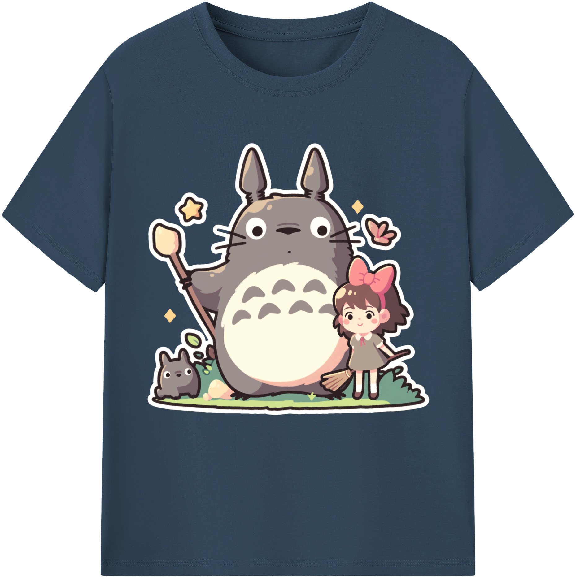 （画像用） となりのトトロ 草壁メイ 草壁サツキ My Neighbor Totoro Satsuki Kusakabe Mei Kusakabe 綿100％半袖Tシャツ（フロントプリント）