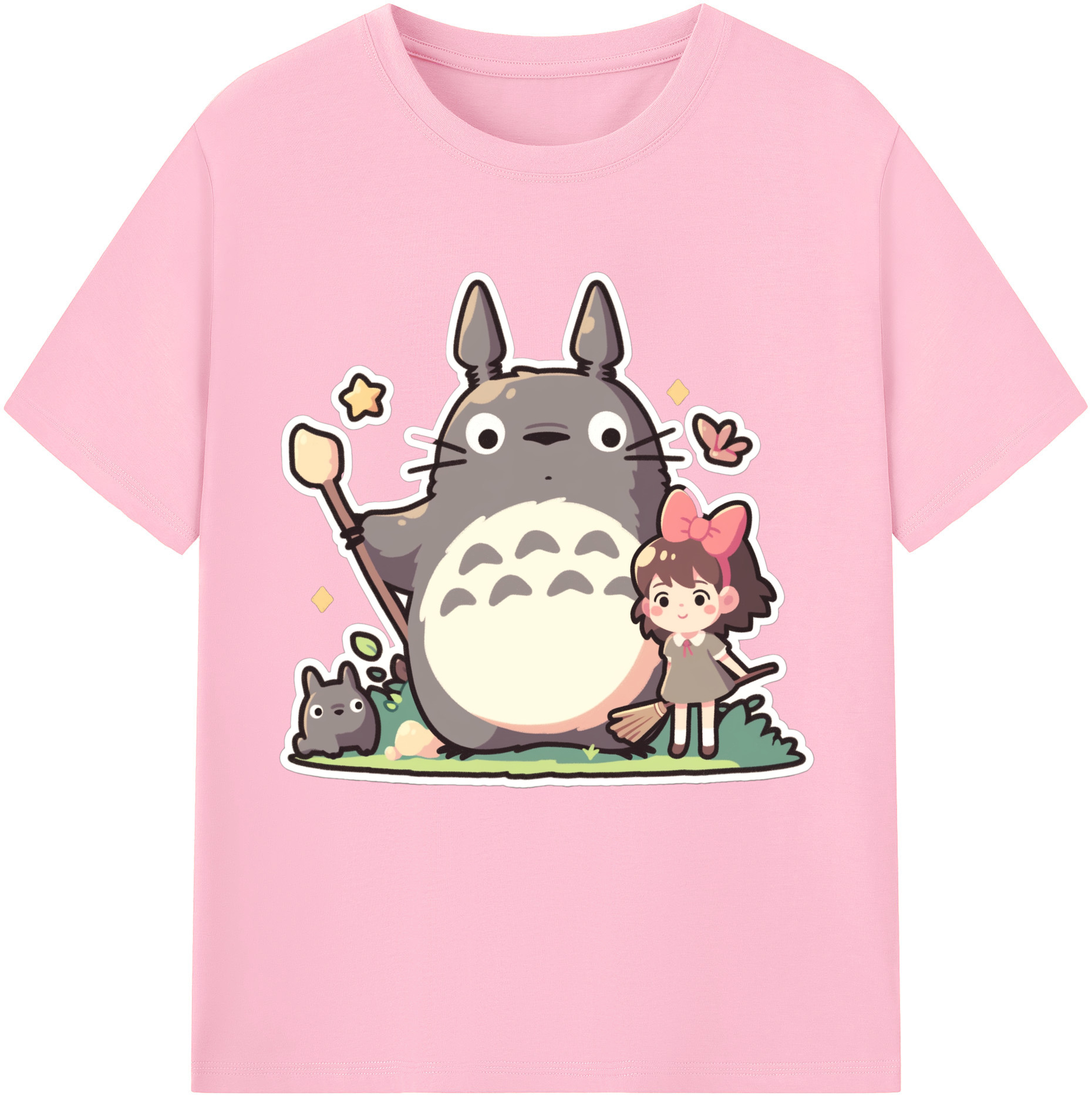 （画像用） となりのトトロ 草壁メイ 草壁サツキ My Neighbor Totoro Satsuki Kusakabe Mei Kusakabe 綿100％半袖Tシャツ（フロントプリント）