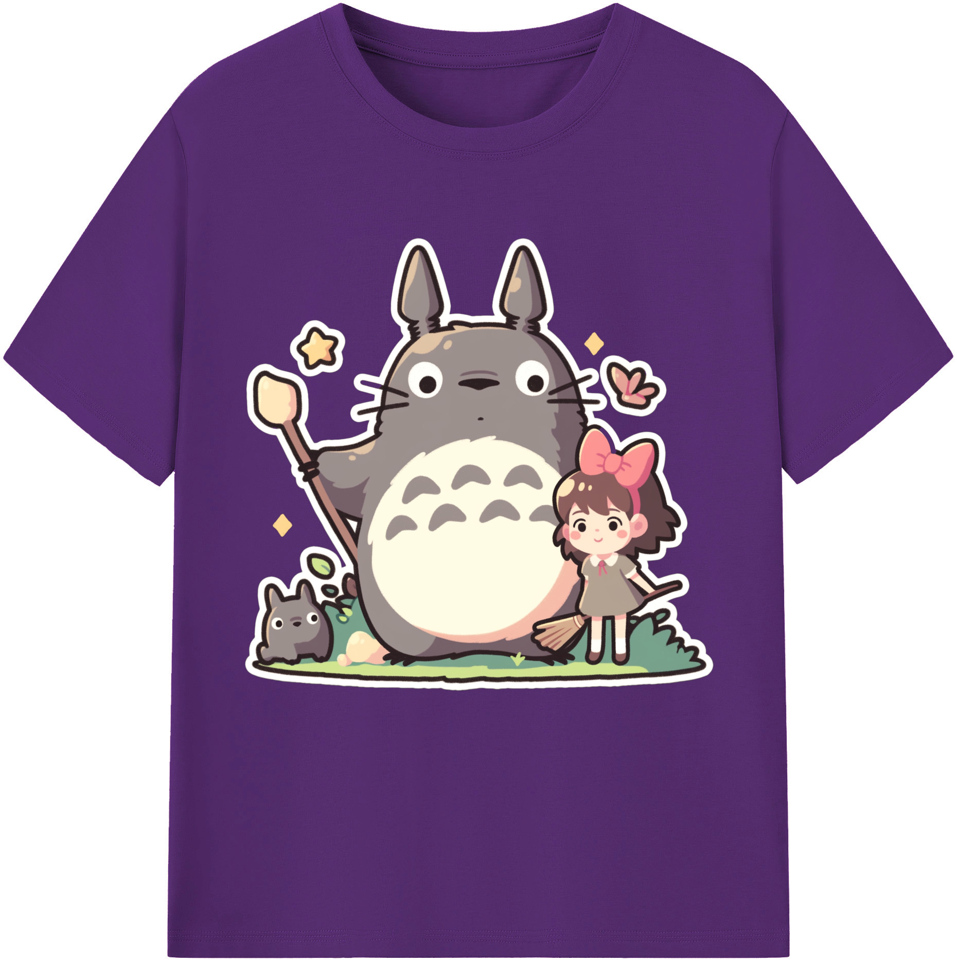 （画像用） となりのトトロ 草壁メイ 草壁サツキ My Neighbor Totoro Satsuki Kusakabe Mei Kusakabe 綿100％半袖Tシャツ（フロントプリント）