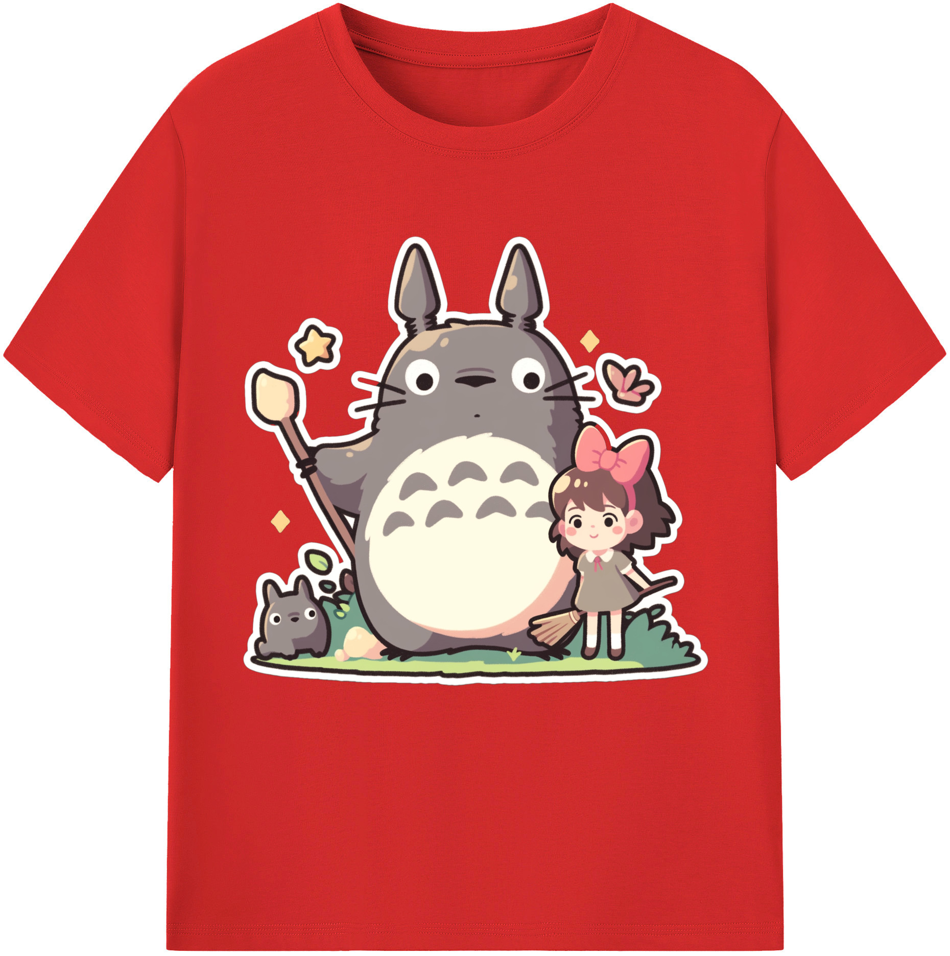 （画像用） となりのトトロ 草壁メイ 草壁サツキ My Neighbor Totoro Satsuki Kusakabe Mei Kusakabe 綿100％半袖Tシャツ（フロントプリント）
