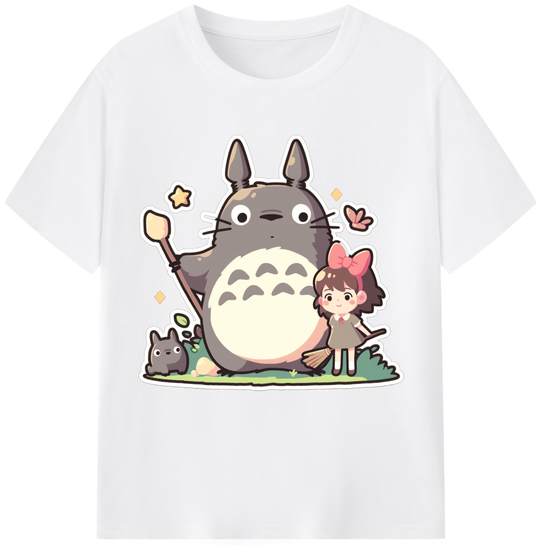 （画像用） となりのトトロ 草壁メイ 草壁サツキ My Neighbor Totoro Satsuki Kusakabe Mei Kusakabe 綿100％半袖Tシャツ（フロントプリント）