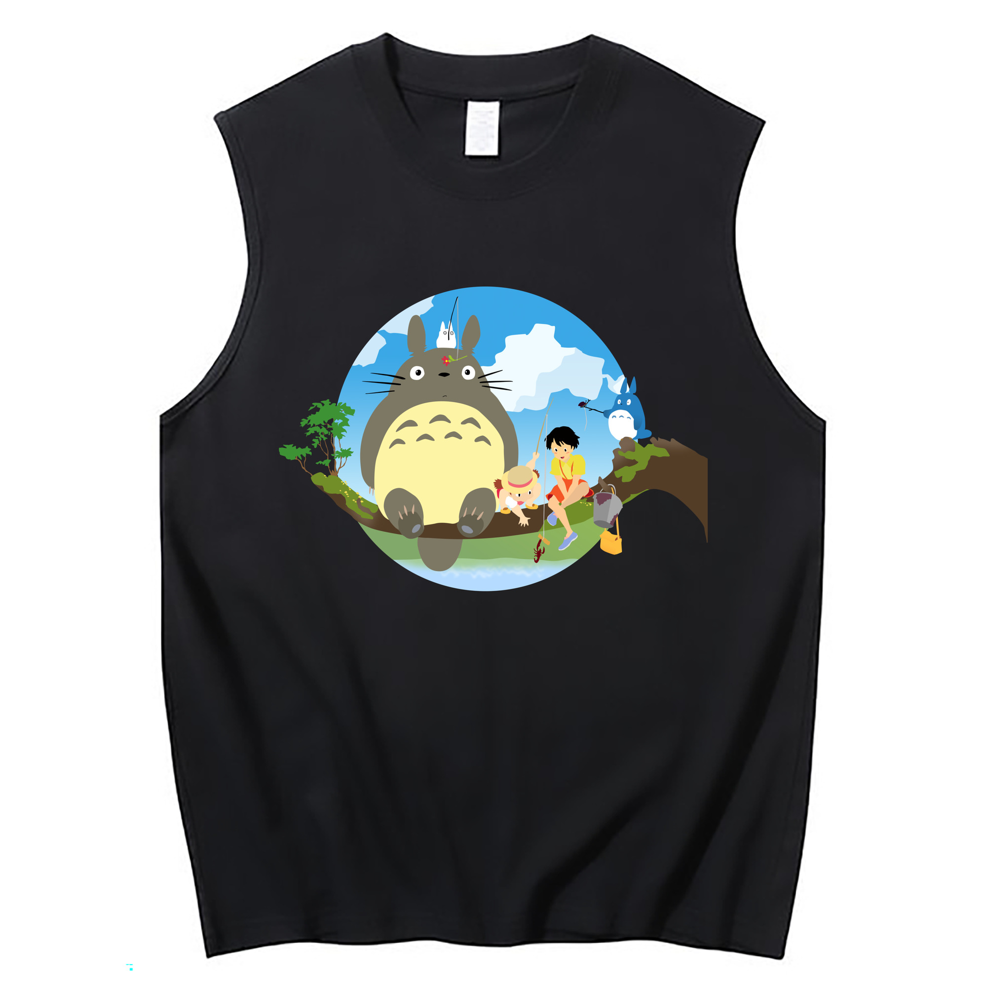 （画像用） となりのトトロ 草壁メイ 草壁サツキ My Neighbor Totoro Satsuki Kusakabe Mei Kusakabe コットン100％タンクトップ（フロントプリント）