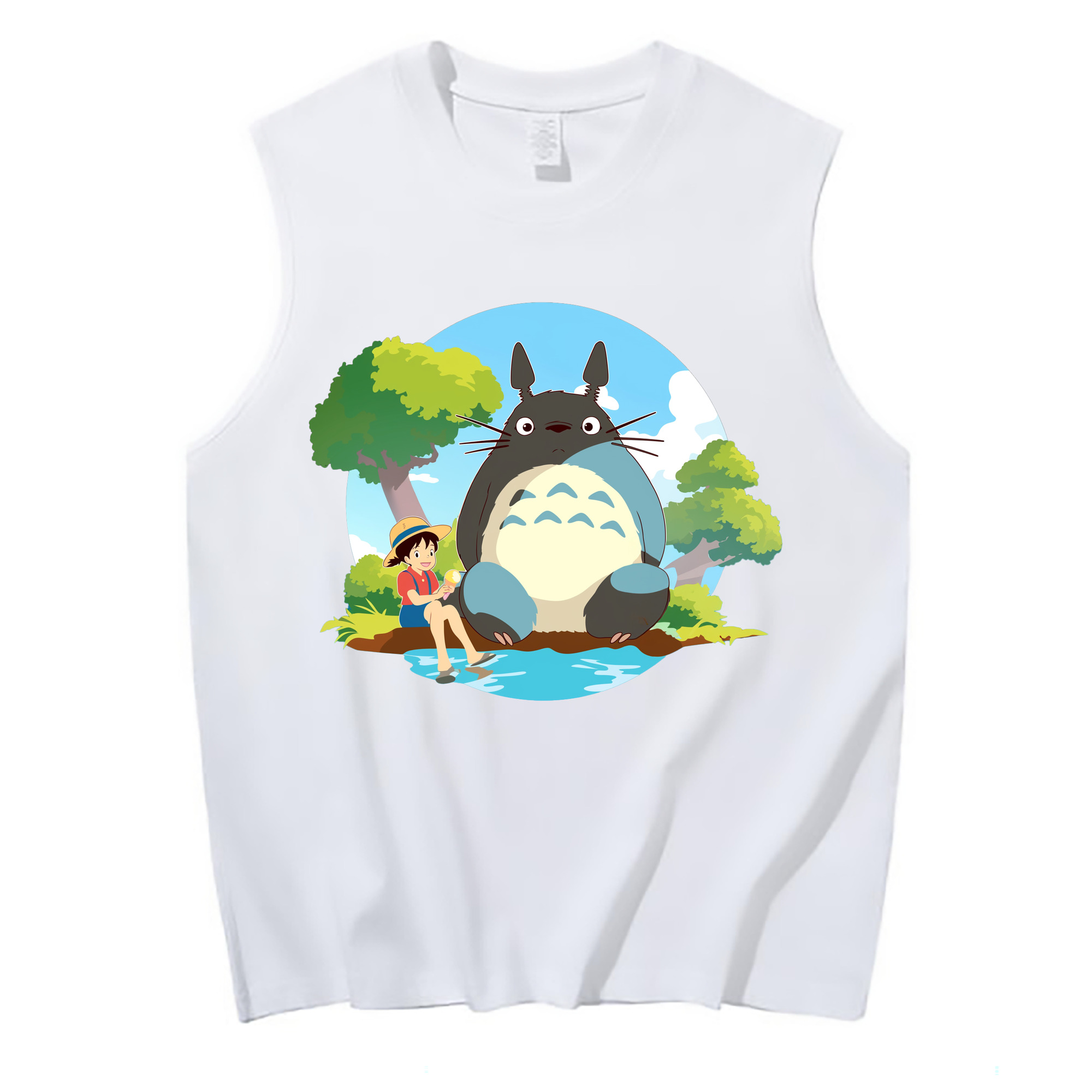 （画像用） となりのトトロ 草壁メイ 草壁サツキ My Neighbor Totoro Satsuki Kusakabe Mei Kusakabe コットン100％タンクトップ（フロントプリント）