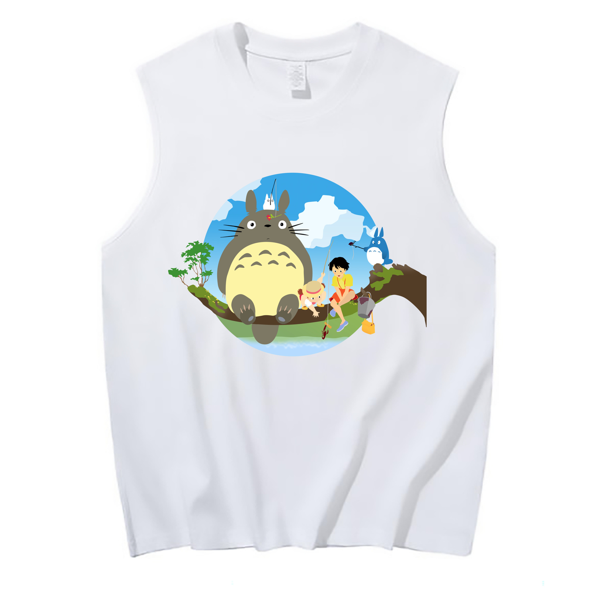 （画像用） となりのトトロ 草壁メイ 草壁サツキ My Neighbor Totoro Satsuki Kusakabe Mei Kusakabe コットン100％タンクトップ（フロントプリント）