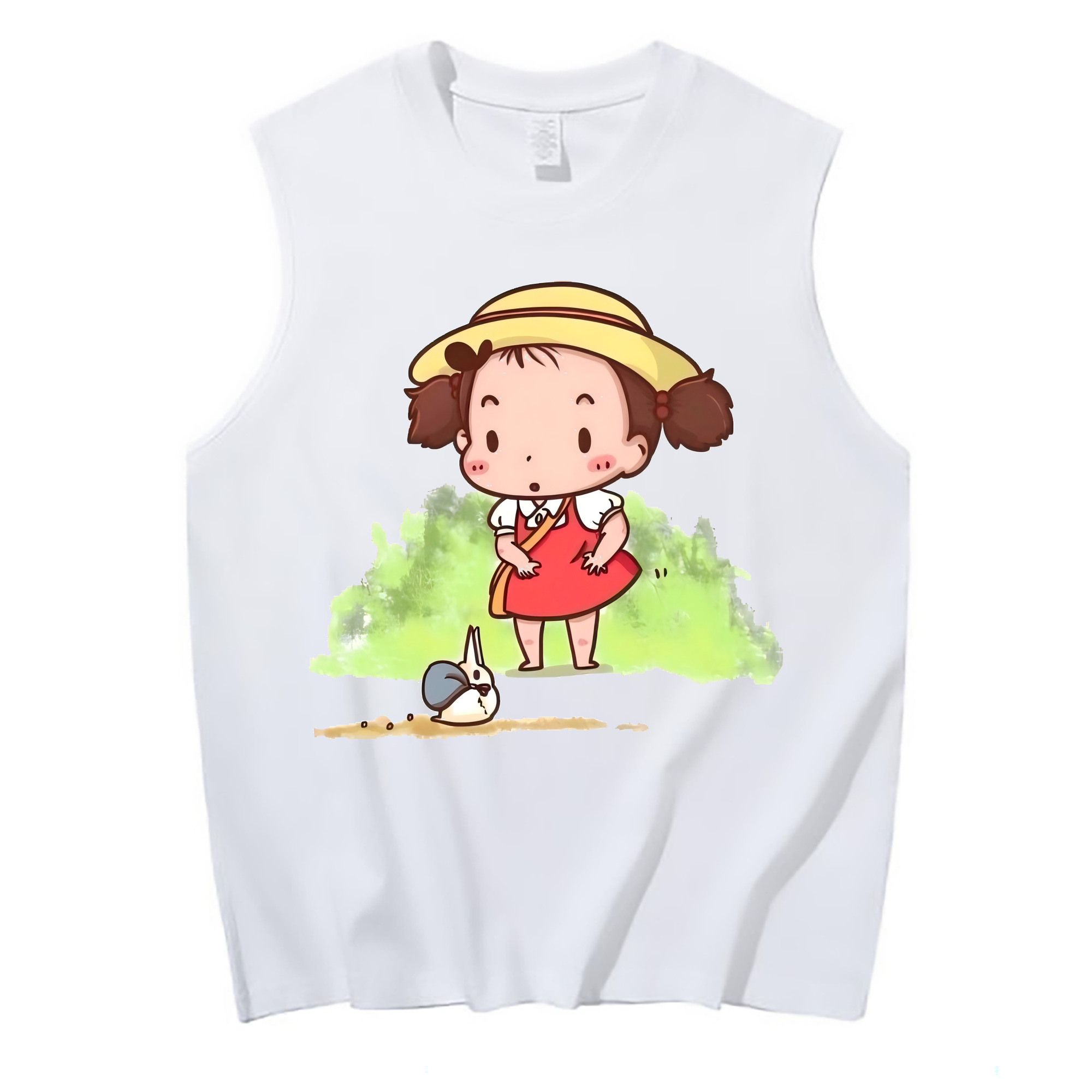 （画像用） となりのトトロ 草壁メイ 草壁サツキ My Neighbor Totoro Satsuki Kusakabe Mei Kusakabe コットン100％タンクトップ（フロントプリント）