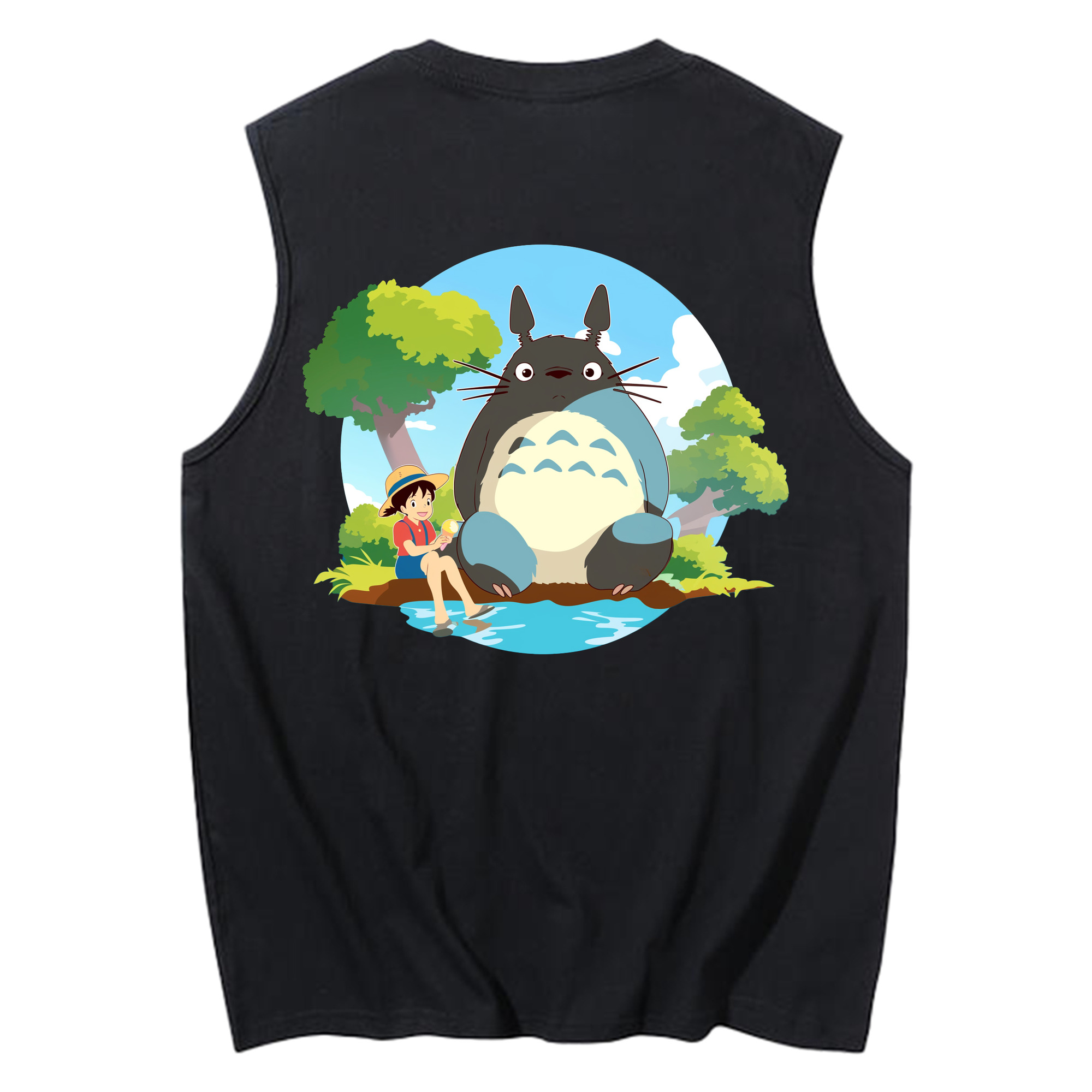 （画像用） となりのトトロ 草壁メイ 草壁サツキ My Neighbor Totoro Satsuki Kusakabe Mei Kusakabe コットン100％タンクトップ（背面プリント）
