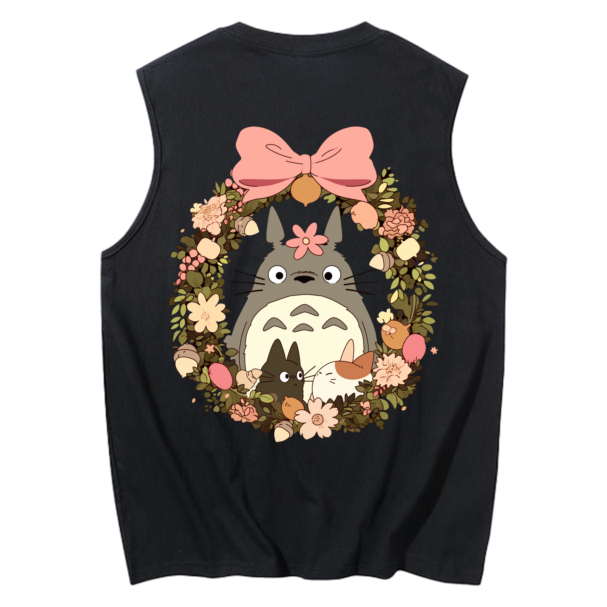 （画像用） となりのトトロ 草壁メイ 草壁サツキ My Neighbor Totoro Satsuki Kusakabe Mei Kusakabe コットン100％タンクトップ（背面プリント）