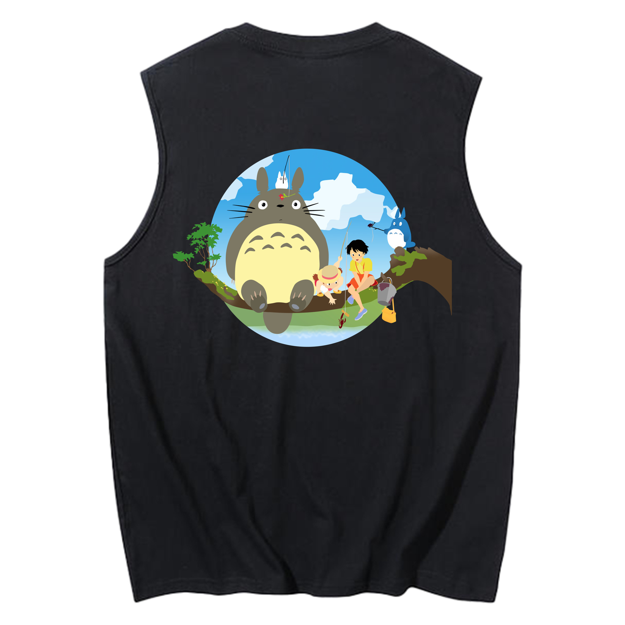 （画像用） となりのトトロ 草壁メイ 草壁サツキ My Neighbor Totoro Satsuki Kusakabe Mei Kusakabe コットン100％タンクトップ（背面プリント）