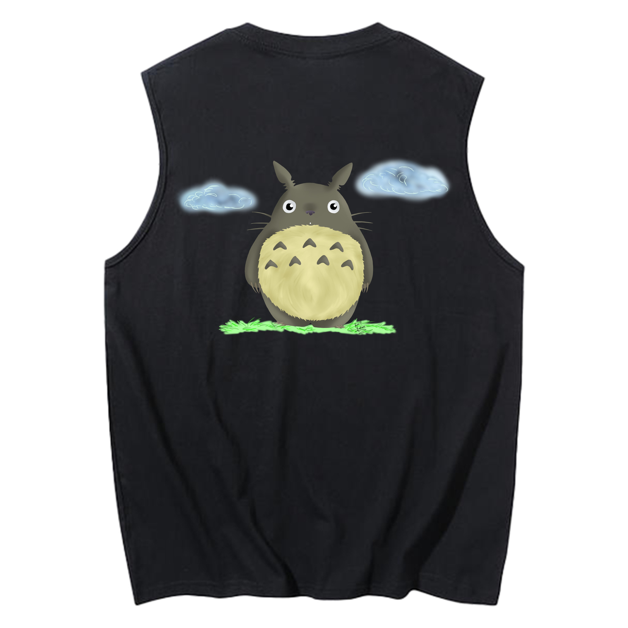 （画像用） となりのトトロ 草壁メイ 草壁サツキ My Neighbor Totoro Satsuki Kusakabe Mei Kusakabe コットン100％タンクトップ（背面プリント）