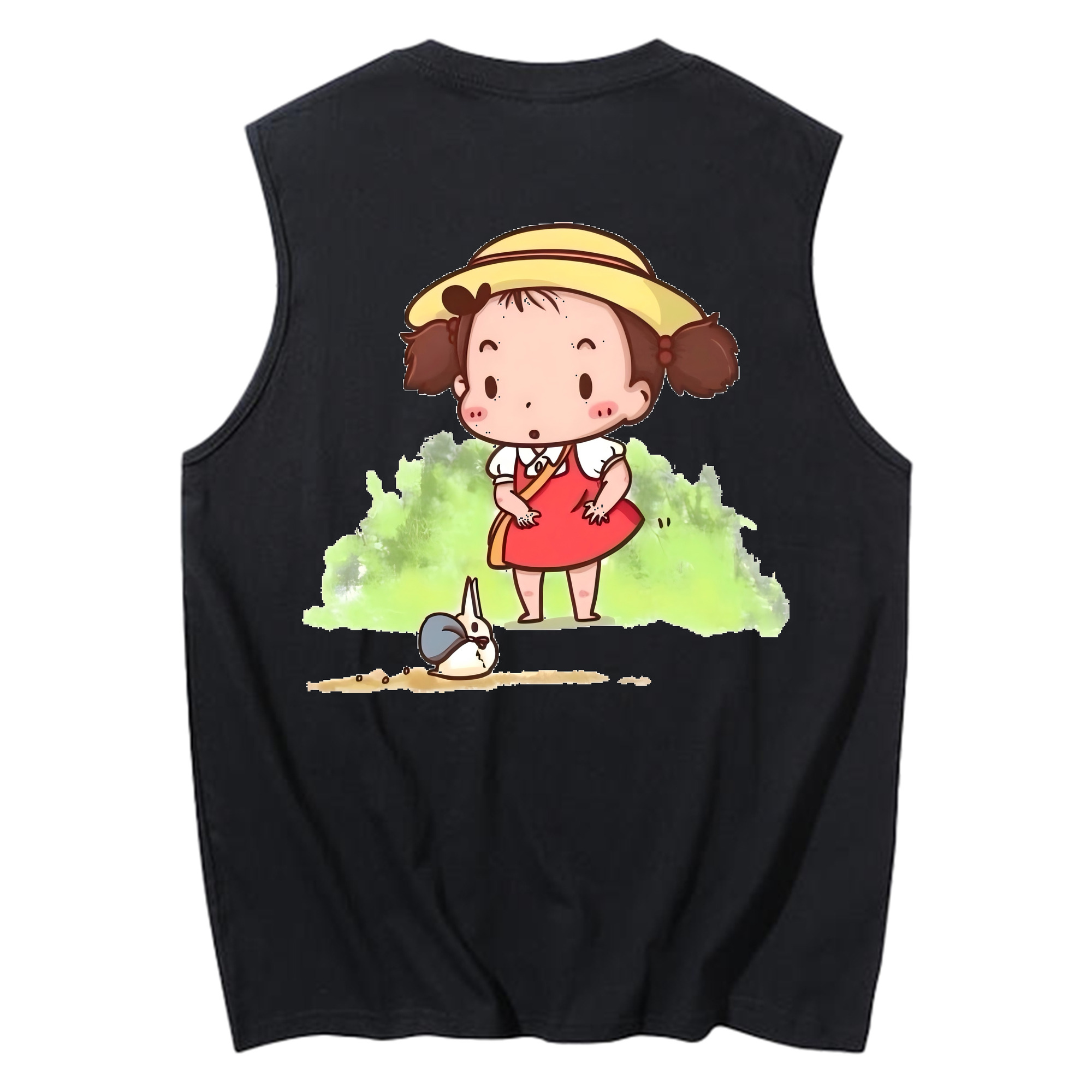 （画像用） となりのトトロ 草壁メイ 草壁サツキ My Neighbor Totoro Satsuki Kusakabe Mei Kusakabe コットン100％タンクトップ（背面プリント）