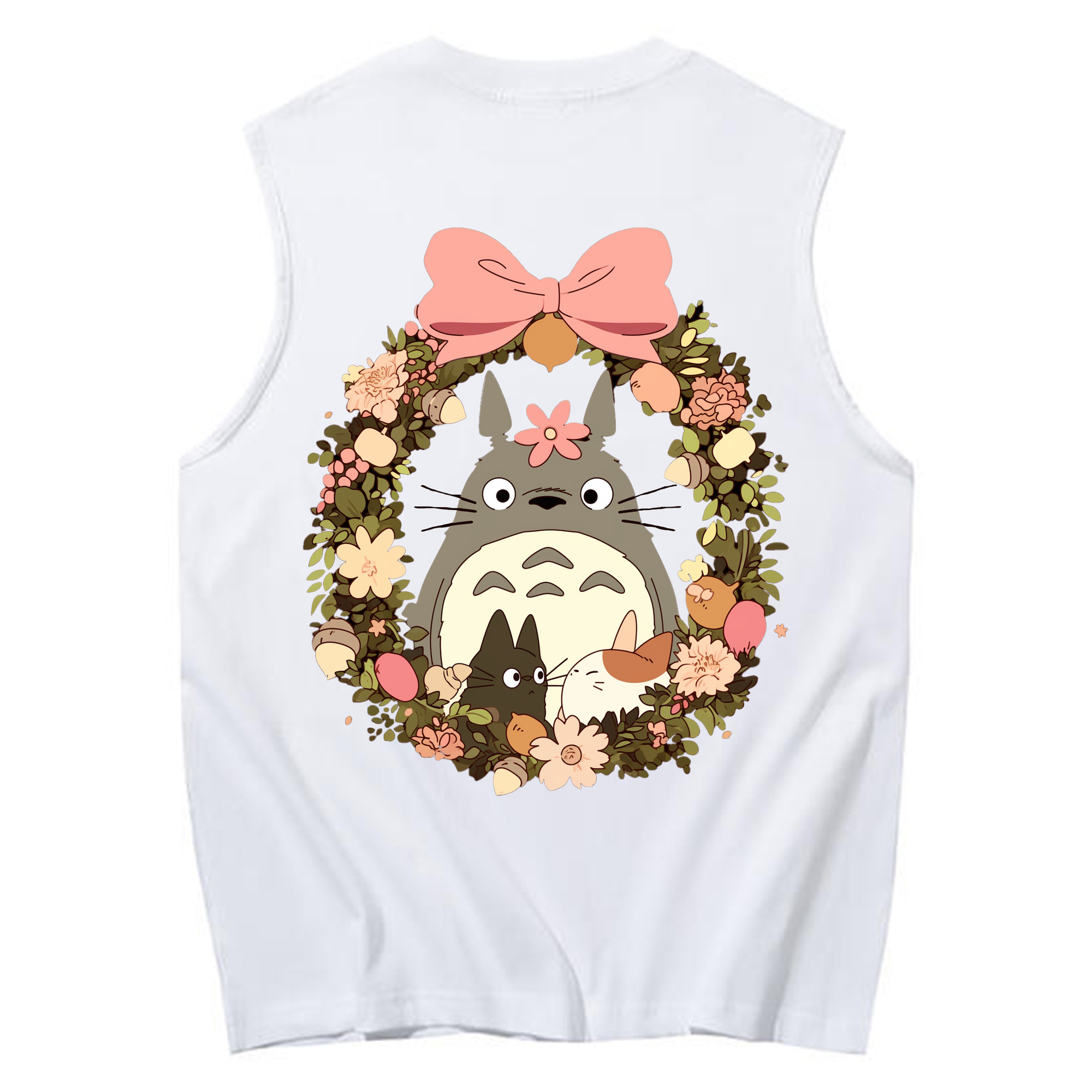 （画像用） となりのトトロ 草壁メイ 草壁サツキ My Neighbor Totoro Satsuki Kusakabe Mei Kusakabe コットン100％タンクトップ（背面プリント）