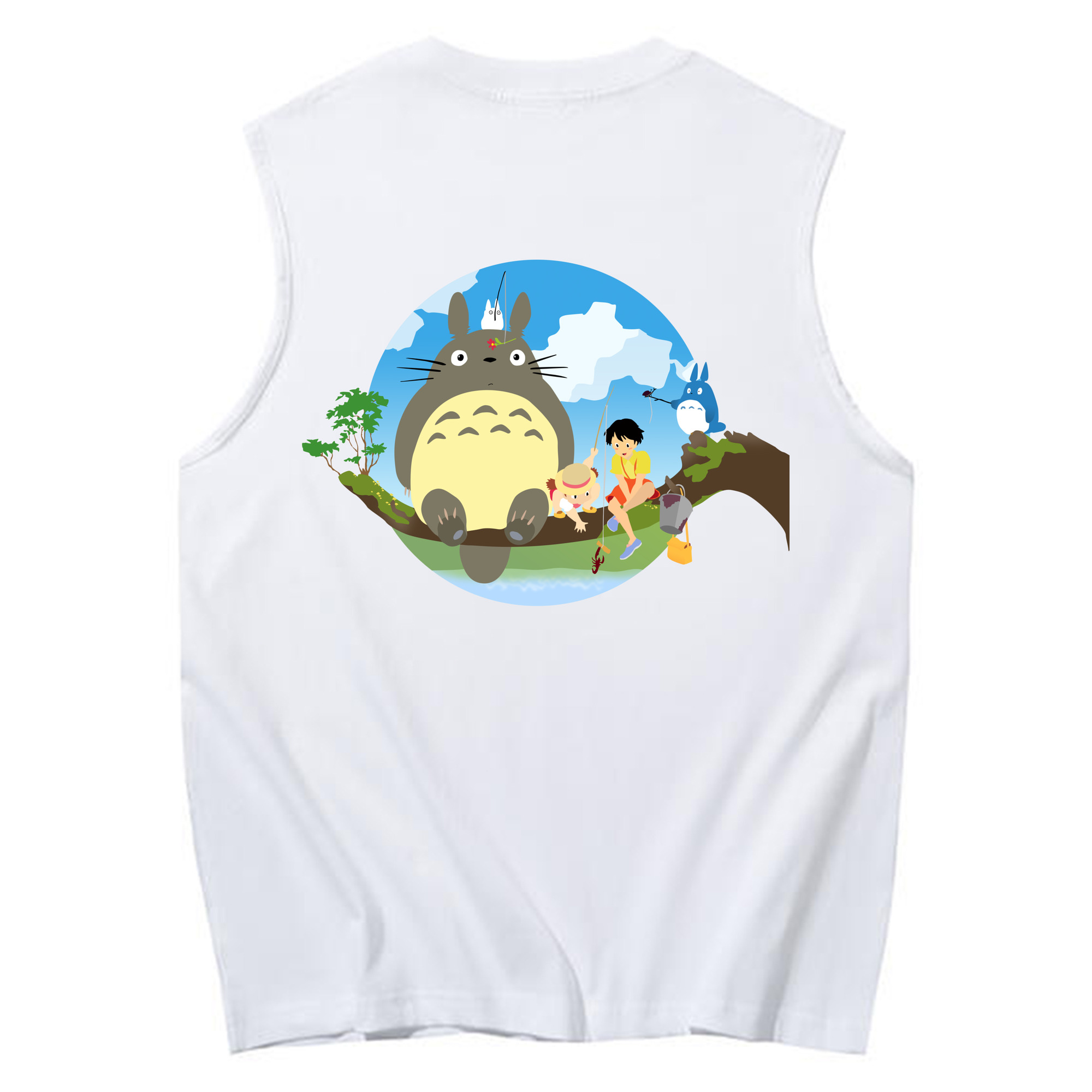 （画像用） となりのトトロ 草壁メイ 草壁サツキ My Neighbor Totoro Satsuki Kusakabe Mei Kusakabe コットン100％タンクトップ（背面プリント）