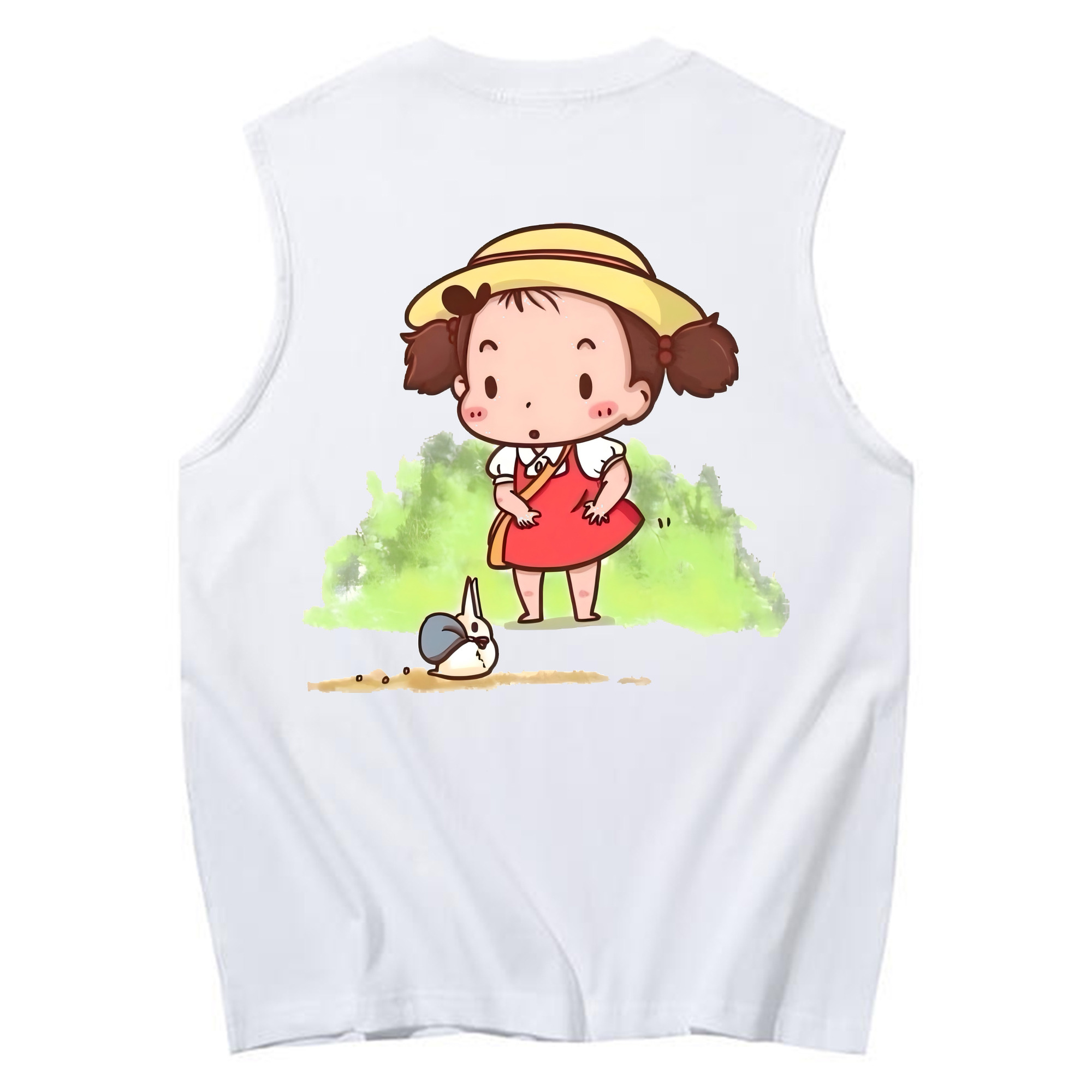（画像用） となりのトトロ 草壁メイ 草壁サツキ My Neighbor Totoro Satsuki Kusakabe Mei Kusakabe コットン100％タンクトップ（背面プリント）