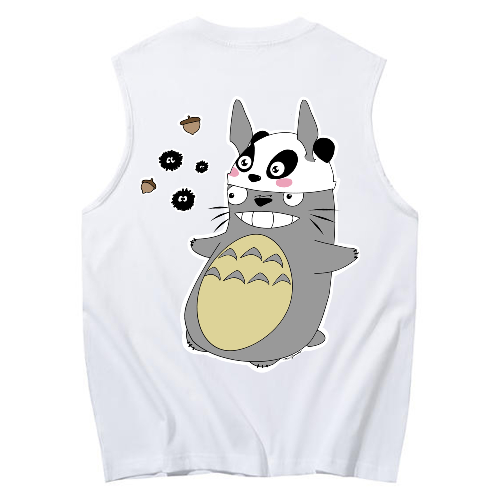 （画像用） となりのトトロ 草壁メイ 草壁サツキ My Neighbor Totoro Satsuki Kusakabe Mei Kusakabe コットン100％タンクトップ（背面プリント）
