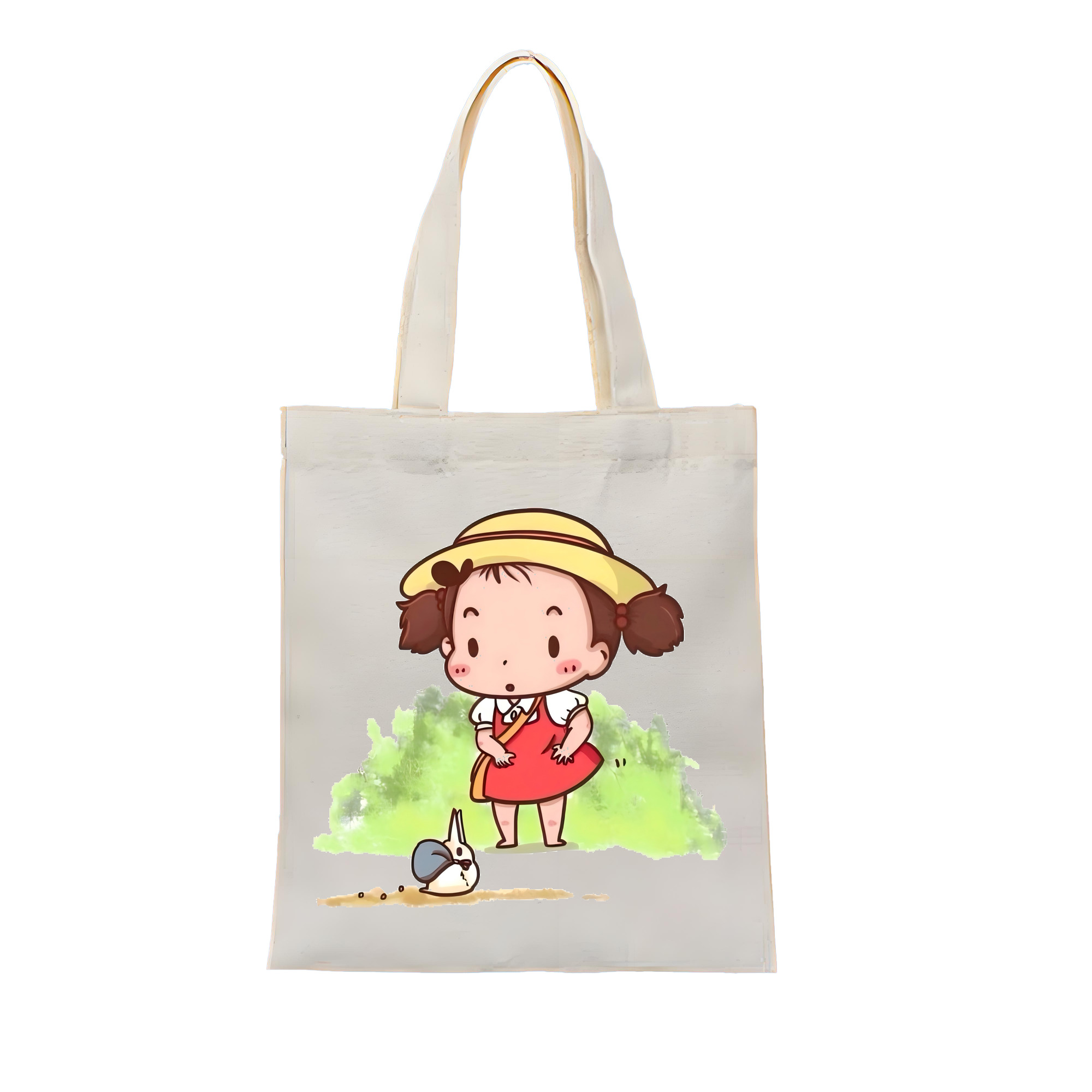 （画像用） となりのトトロ 草壁メイ 草壁サツキ My Neighbor Totoro Satsuki Kusakabe Mei Kusakabe 縦型キャンバス生地手提げバッグ　トートバッグ