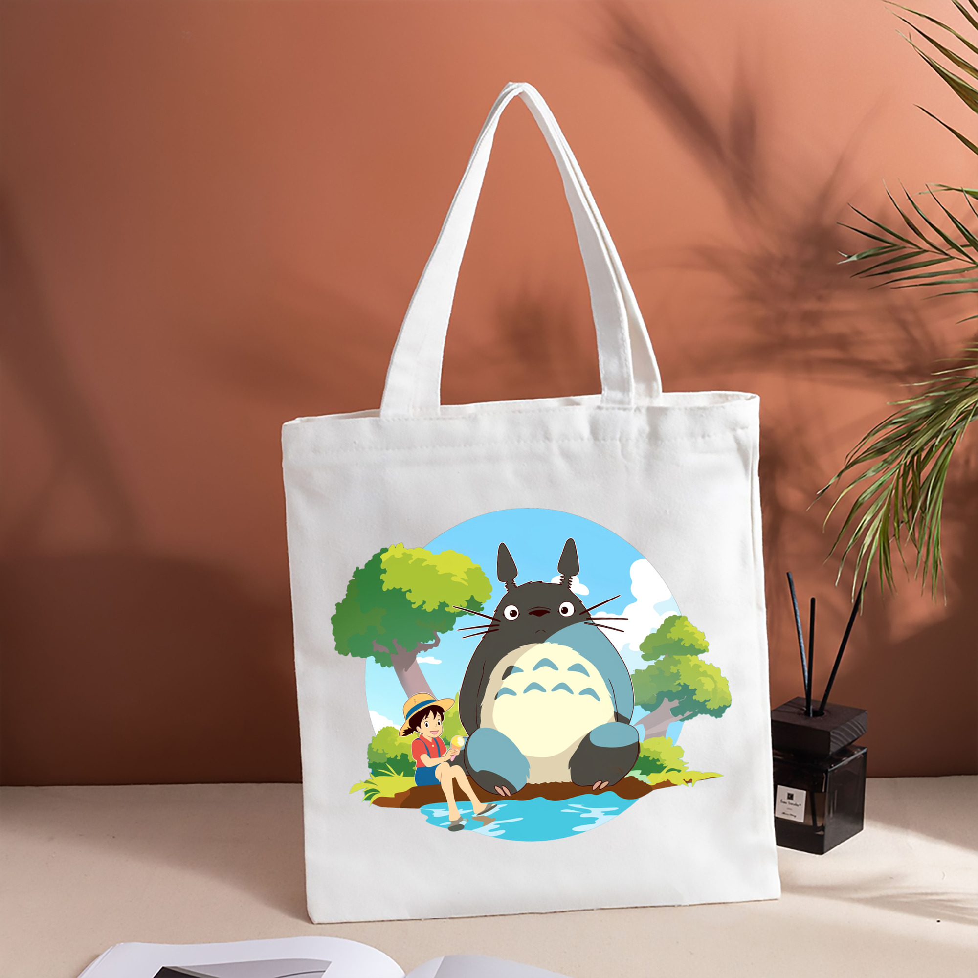 となりのトトロ 草壁メイ 草壁サツキ My Neighbor Totoro Satsuki Kusakabe Mei Kusakabe 縦型キャンバス生地手提げバッグ　トートバッグ