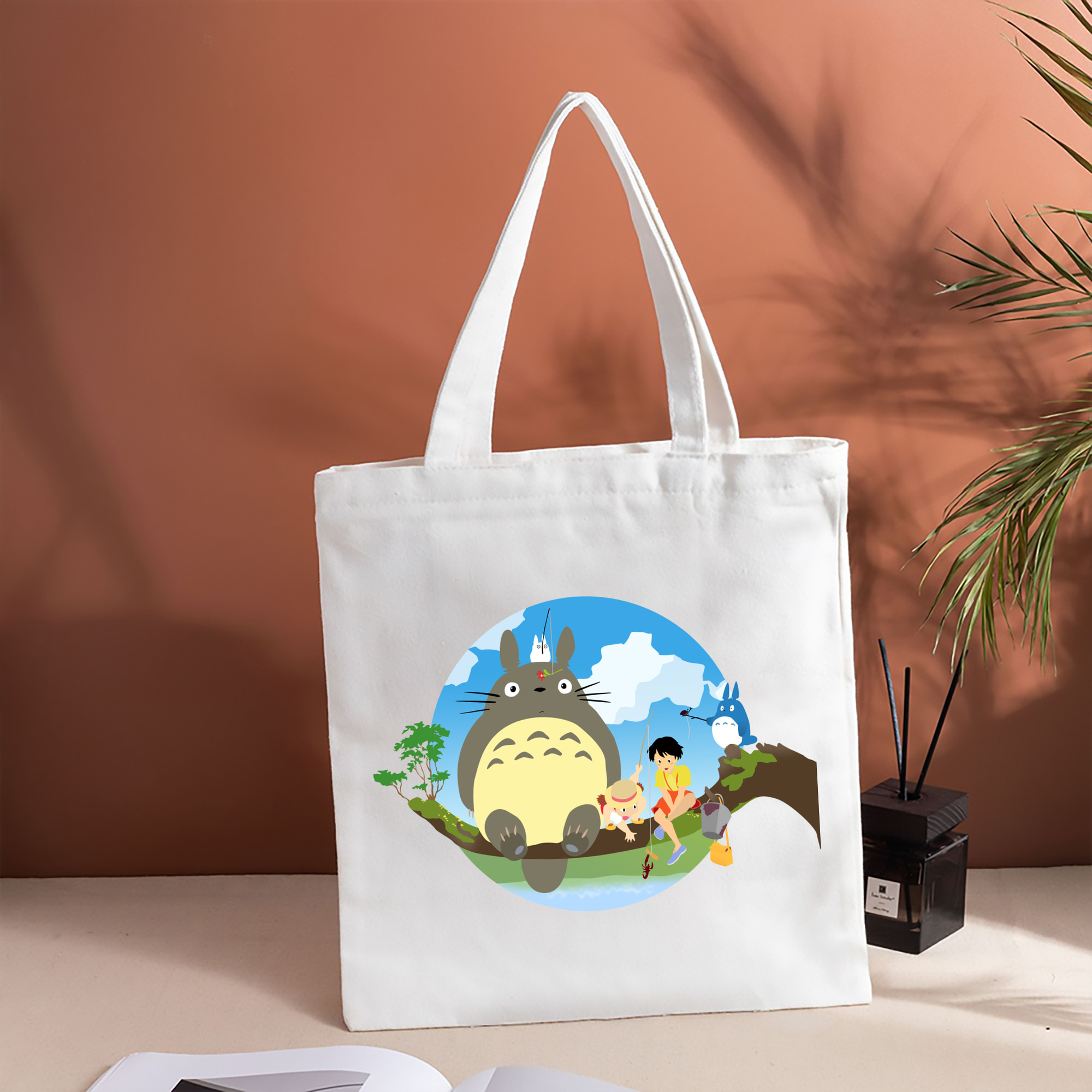 となりのトトロ 草壁メイ 草壁サツキ My Neighbor Totoro Satsuki Kusakabe Mei Kusakabe 縦型キャンバス生地手提げバッグ　トートバッグ
