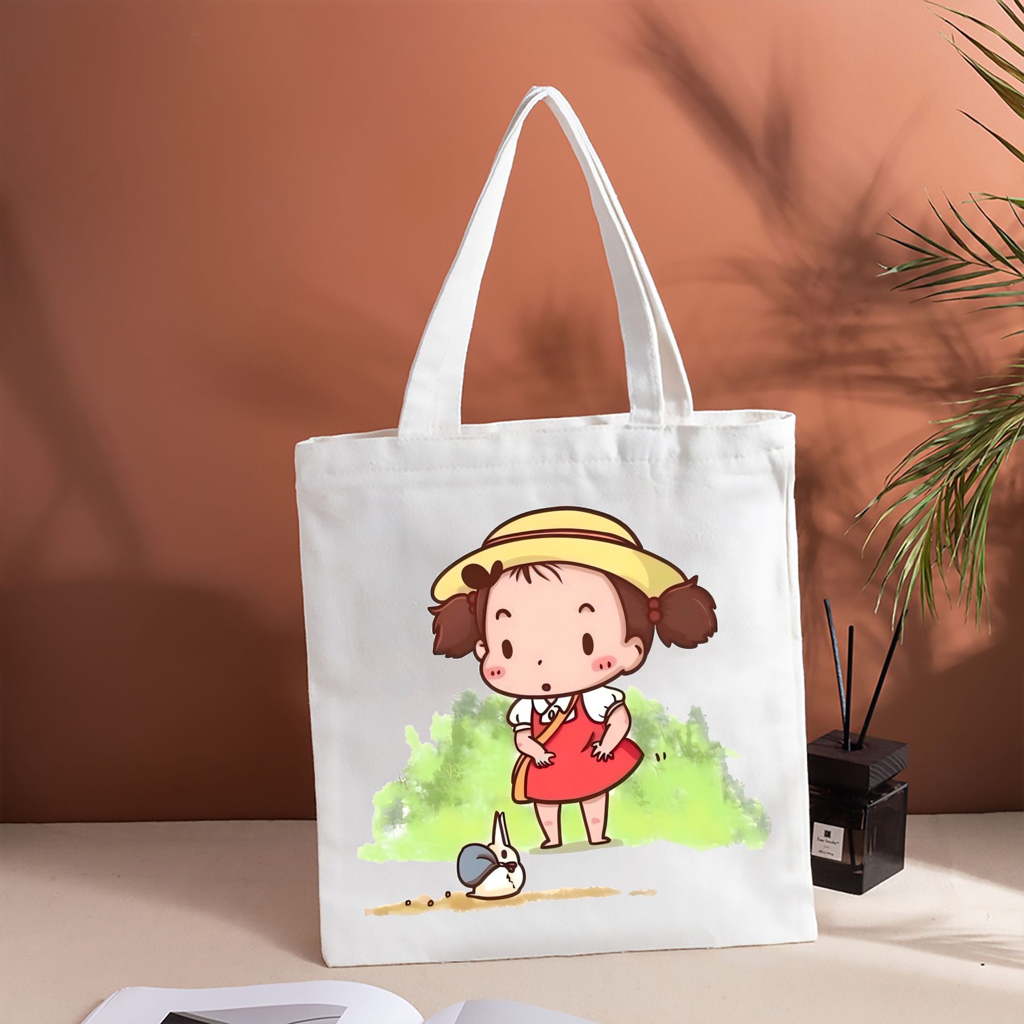 となりのトトロ 草壁メイ 草壁サツキ My Neighbor Totoro Satsuki Kusakabe Mei Kusakabe 縦型キャンバス生地手提げバッグ　トートバッグ