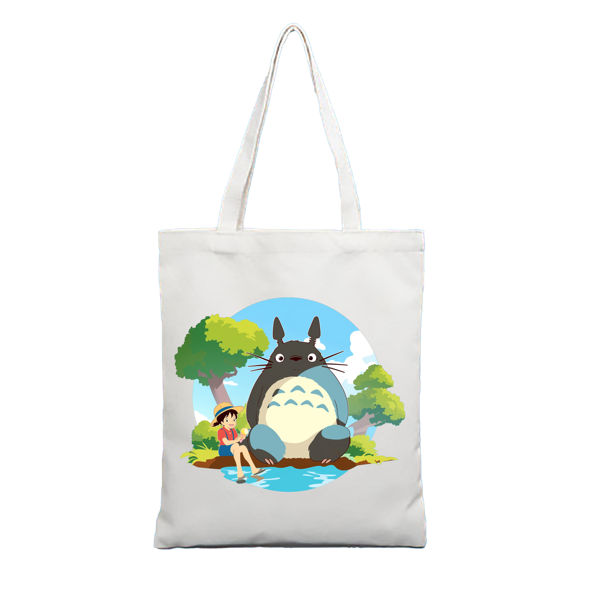 （画像用） となりのトトロ 草壁メイ 草壁サツキ My Neighbor Totoro Satsuki Kusakabe Mei Kusakabe 縦型キャンバス生地手提げバッグ　トートバッグ